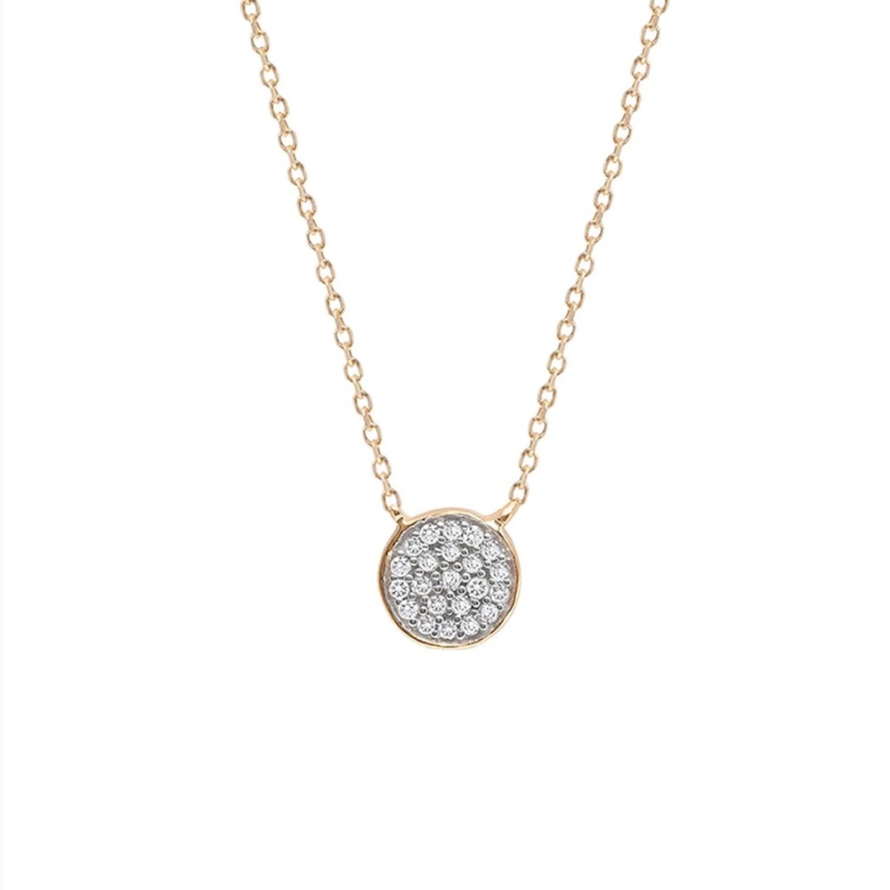 Adina Reyter Diamond Pave Disc 14k Gold Necklace